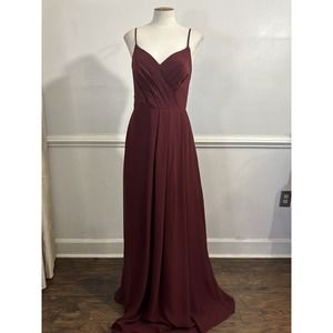 Sorella Vita 9094 Burgundy Size 12 Bridesmaid Gown EUC V Neck Maxi Fall Wedding